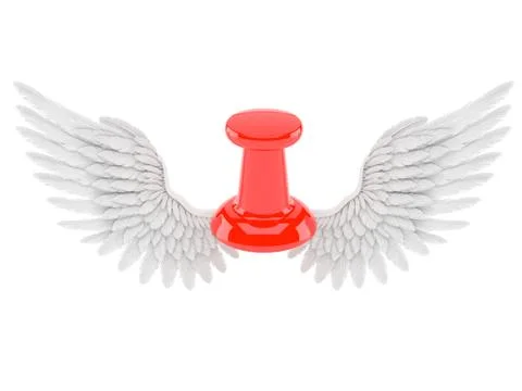 Thumbtack with angel wings Stock Illustration
