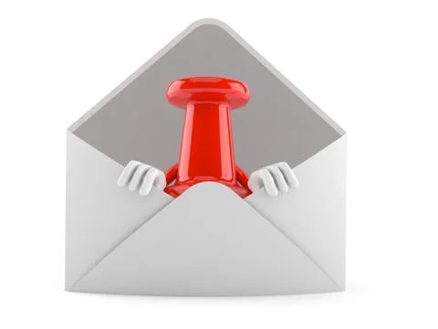 Thumbtack character inside envelope Stock Illustration