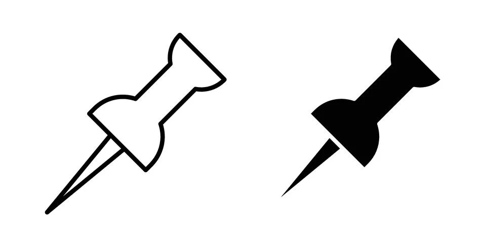 Thumbtack icon black vector isolated on white Stock Illustration