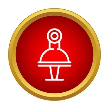 Thumbtack icon highlighting location on a red button 스톡 일러스트