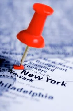 Thumbtack in a map Stock Photos