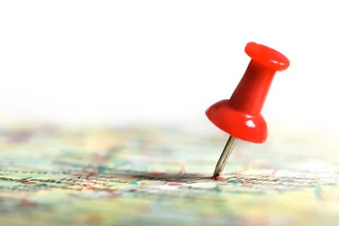 Thumbtack in a map Stock Photos