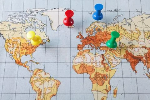 Thumbtack in a Map Stock Photos