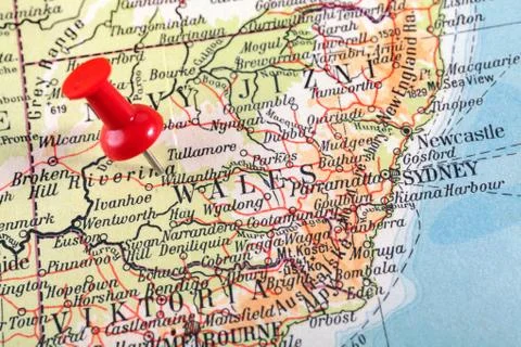 Thumbtack in a Map Stock Photos