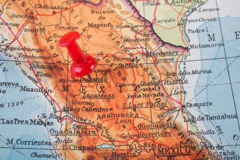 Thumbtack in a Map Stock Photos