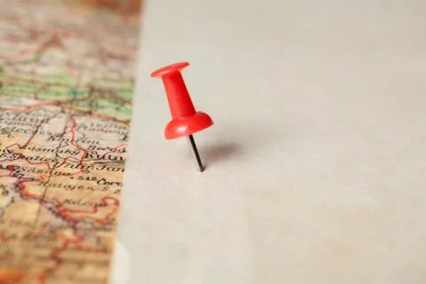 Thumbtack in a Map Stock Photos