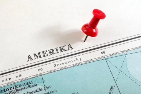 Thumbtack in a Map Stock Photos