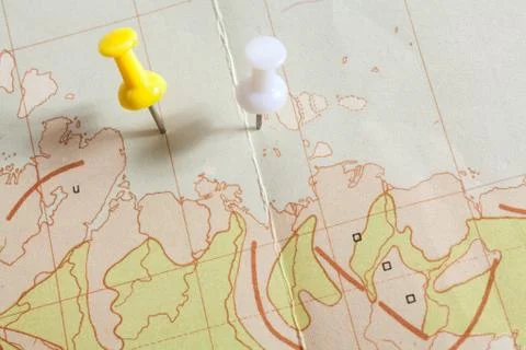 Thumbtack in a Map Stock Photos