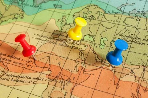 Thumbtack in a Map Stock Photos