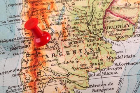 Thumbtack in a Map Stock Photos