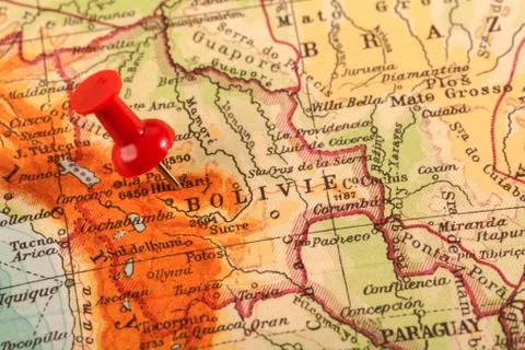 Thumbtack in a Map Stock Photos