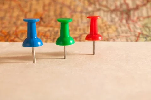 Thumbtack in a Map Stock Photos