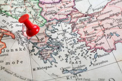 Thumbtack in a Map Stock Photos