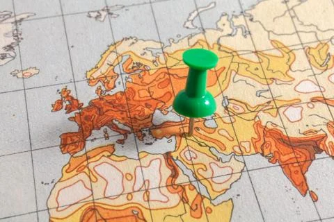 Thumbtack in a Map Stock Photos