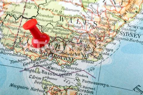 Thumbtack in a Map Stock Photos