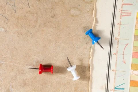 Thumbtack in a Map Stock Photos