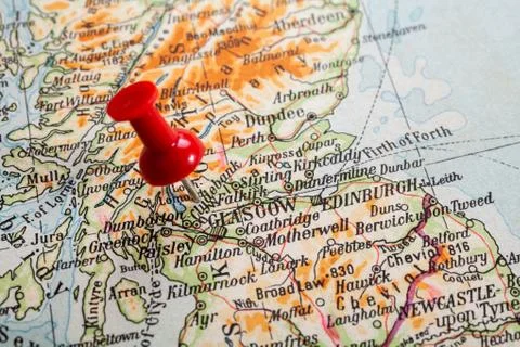Thumbtack in a Map Stock Photos