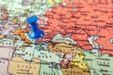 Thumbtack in a Map Stock Photos