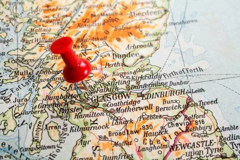 Thumbtack in a Map Stock Photos