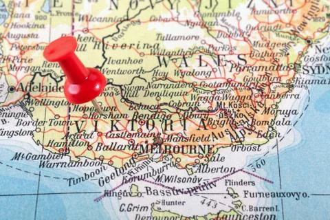 Thumbtack in a Map Stock Photos
