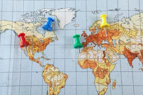 Thumbtack in a Map Stock Photos