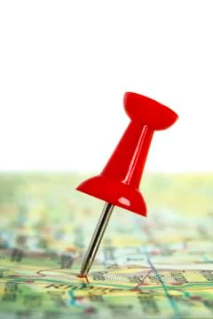 Thumbtack in a  Map Stock Photos