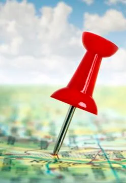 Thumbtack in a  Map Stock Photos
