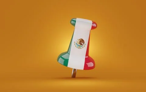 Thumbtack with mexico flag Stock Illustration