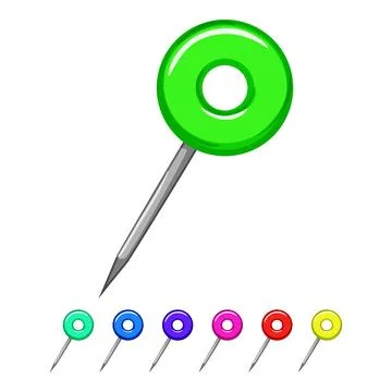 Thumbtack push pin cartoon vector graphic sign Stock Illustration