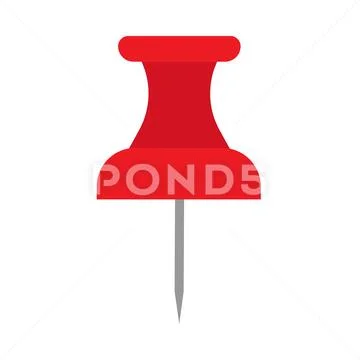 Thumbtack red symbol flat equipment agenda organizer. Vector push pin paper Stock Illustration