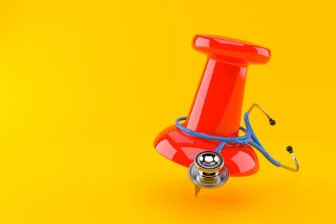 Thumbtack with stethoscope Stock Illustration
