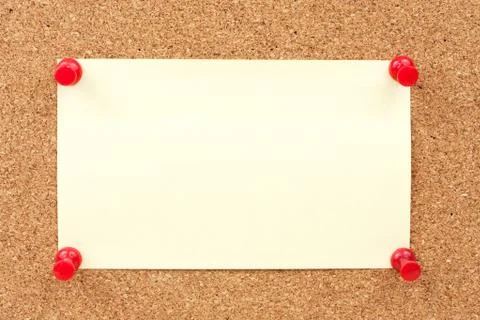 Thumbtacks and note paper Stock Photos
