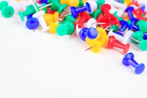Thumbtacks on a white background Stock Photos