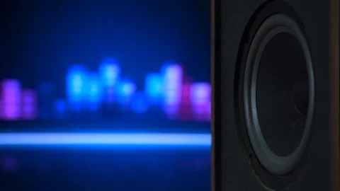Thumping Bass Audio Speaker Closeup Stock Footage 124371876
