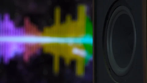 Thumping Bass Audio Speaker Closeup Stock Footage 124371945