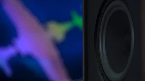 Thumping Bass Audio Speaker Closeup Stock Footage 124371994