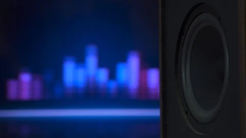 Thumping Bass Audio Speaker Closeup Stock Footage 124372120