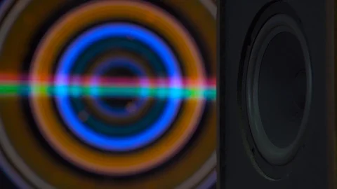 Thumping Bass Audio Speaker Closeup Stock Footage 124372153