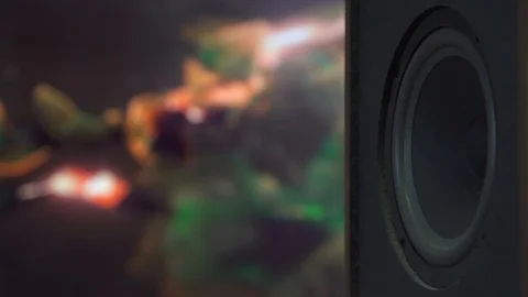 Thumping Bass Audio Speaker Closeup Stock Footage 124372191