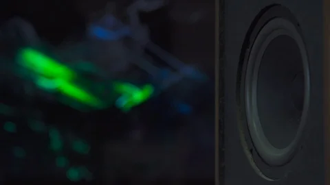 Thumping Bass Audio Speaker Closeup Stock Footage 124372204