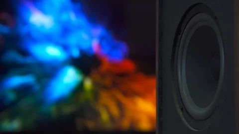 Thumping Bass Audio Speaker Closeup Stock Footage 124372227