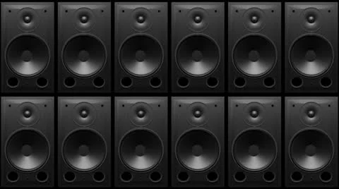 Thumping bass speakers wall Stock Footage