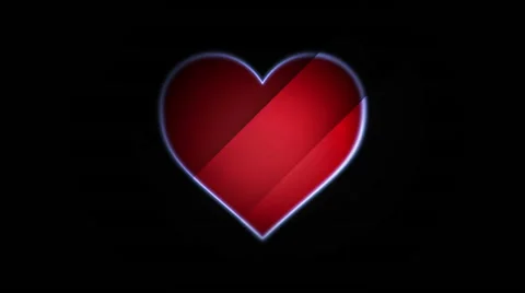 Thumping Red Heart  with neon light border Stock Footage 58320413