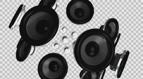 Thumping Speakers on Transparent BG Stock Footage 56616479