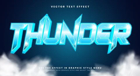 Thunder 3D editable text effect template Illustrazione stock