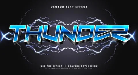 Thunder 3D editable text effect Template Stock Illustration
