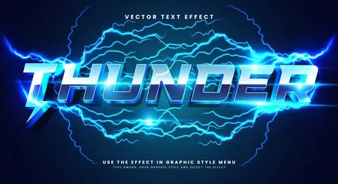 Thunder 3D editable text effect template Illustrazione stock