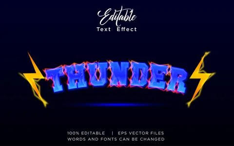 Thunder 3D Editable Text Effect Vector Design Stock Illustration