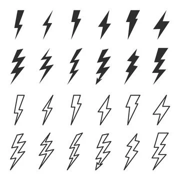 Thunder and bolt lighting elements. Flash icons set. Elestric blitz. Vector Stock Illustration