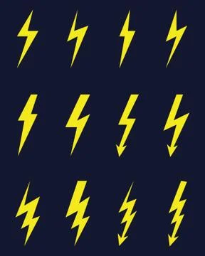 Thunder and bolt lighting flash icons Stock Illustration